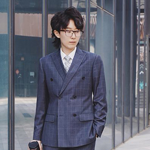 男士藍色窗格套裝