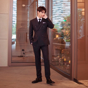 黑色雙排扣同款西服定制